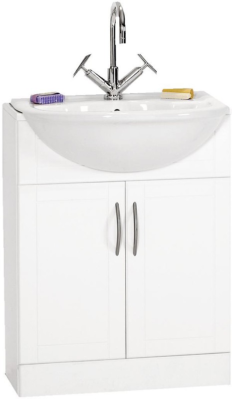 Additional image for 610mm White Vanity Unit with Monte Carlo  semi-recess basin.