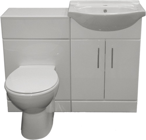 Additional image for Complete Vanity Suite In White, Right Handed. 1025x830x300mm.
