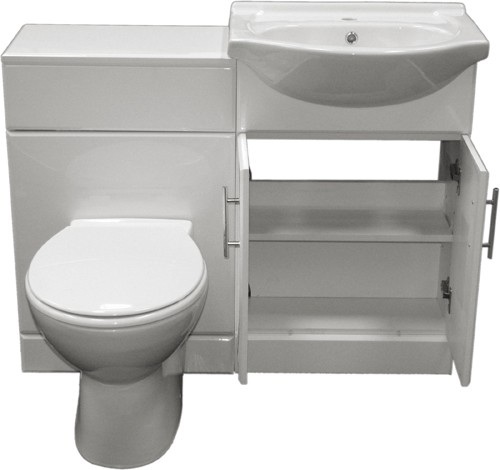 Additional image for Complete Vanity Suite In White, Right Handed. 1125x830x300mm.