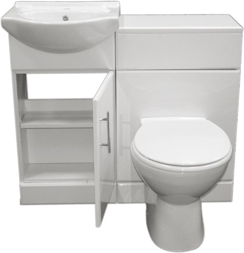Additional image for Complete Vanity Suite In White, Left Handed. 925x830x300mm.
