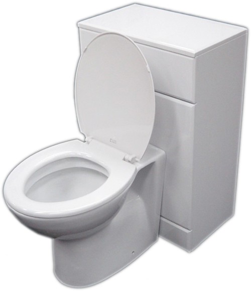 Additional image for 500mm Complete Back To Wall WC Toilet Set In White.