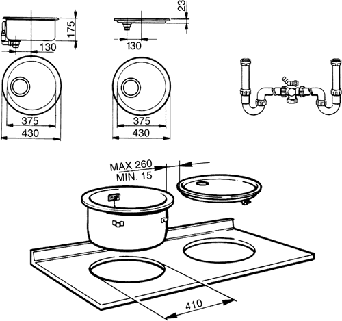 Additional image for Round Bowl Inset Kitchen Sink And Drainer.
