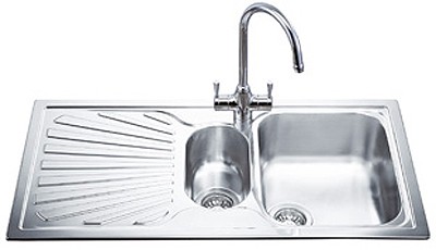 Additional image for 1.5 Bowl Stainless Steel Inset Kitchen Sink With Left Hand Drainer.