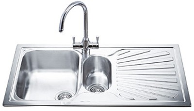 Additional image for 1.5 Bowl AntiScratch Stainless Steel Sink, Right Hand Drainer.