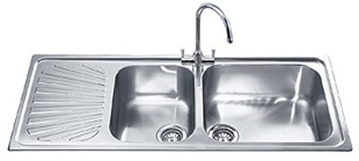 Additional image for 2.0 Bowl Stainless Steel Kitchen Sink With Left Hand Drainer.
