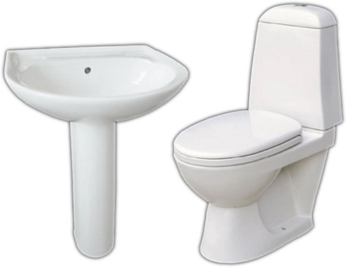 Additional image for Modern Comet four piece bathroom suite with 1 faucet hole basin.