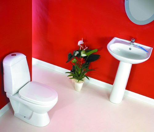 Additional image for Modern Comet four piece bathroom suite with 2 faucet hole basin.