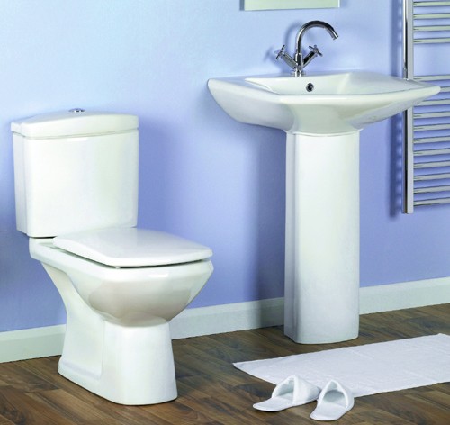 Additional image for Square designer four piece bathroom suite with 1 faucet hole basin.