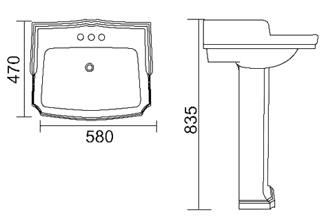 Additional image for Traditional four piece bathroom suite with 1 faucet hole basin.