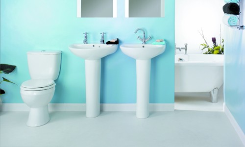 Additional image for Modern value four piece bathroom suite with 2 faucet hole basin.