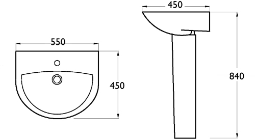 Additional image for Modern value four piece bathroom suite with 2 faucet hole basin.