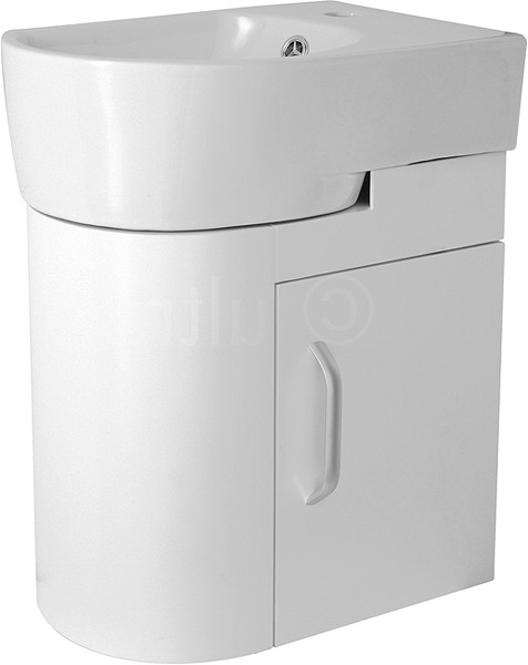 Additional image for Wall Hung Cloakroom Vanity Unit (Left Hand, White). 410x500mm.