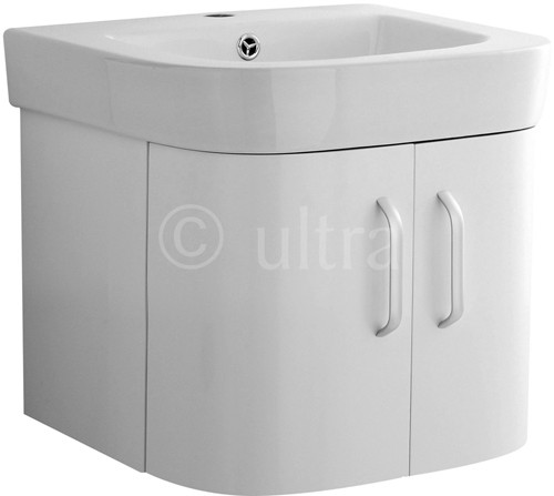 Additional image for Wall Hung Vanity Unit With Ceramic Basin (White). 500x450mm.
