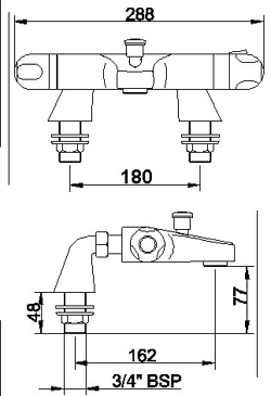 Additional image for Reef Thermostatic Bath Shower Mixer Faucet.