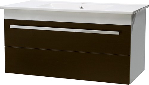 Additional image for Wall Hung Vanity Unit, Drawer & Basin (Ebony Brown). 800x450mm