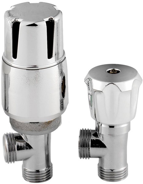 Additional image for Angled Thermostatic Radiator Valve Pack (chrome).
