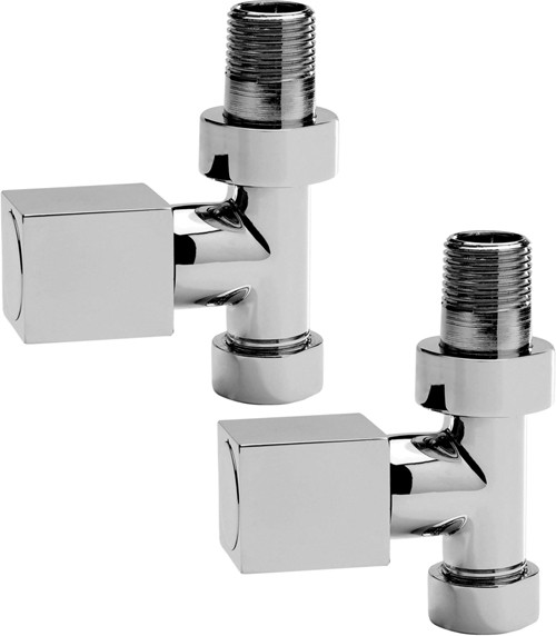 Additional image for Straight Radiator Valves With Square Handles (Pair).