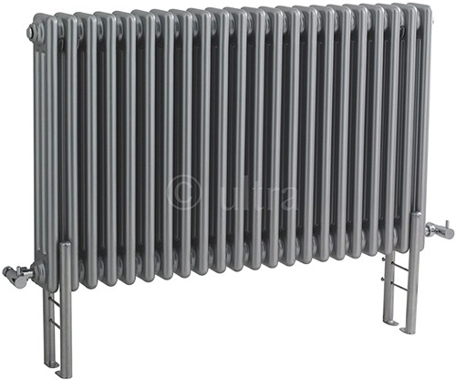 Additional image for Triple Column Radiator With Legs (Silver). 1011x600mm.