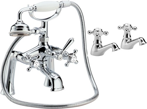 Additional image for Basin Faucets & Bath Shower Mixer Faucet Set With Cross Heads.
