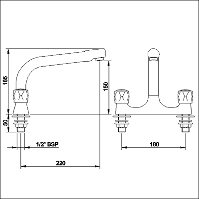 Additional image for Dual flow sink mixer (not ceramic valves)