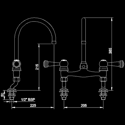 Additional image for dualflow lever head bridge sink mixer