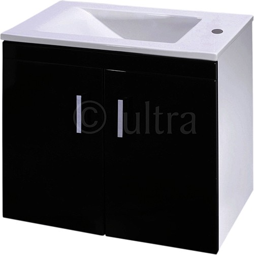 Additional image for Wall Hung Vanity Unit, Reversible Basin (Black). 550x450x330mm.