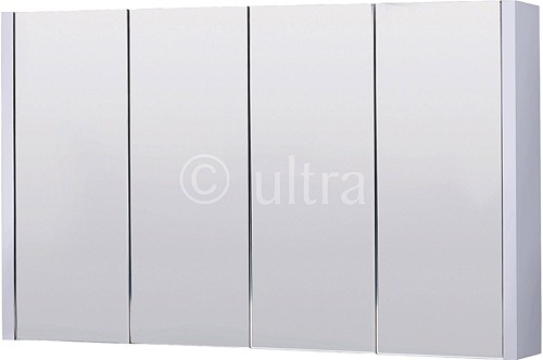 Additional image for Mirror Bathroom Cabinet, 4 Doors (White). 1200x650x100mm.