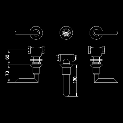 Additional image for 3 faucet hole wall mounted basin mixer