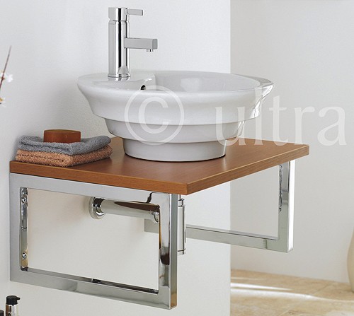 Additional image for Vanity Shelf With Round Basin 600mm (Calvados Brown).