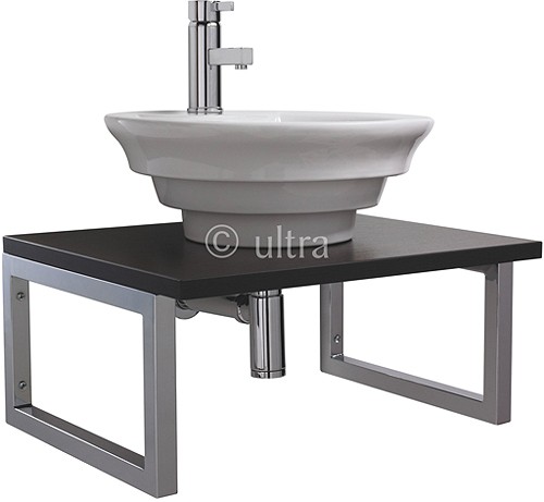 Additional image for Vanity Shelf With Round Basin 600mm (Ebony Brown).