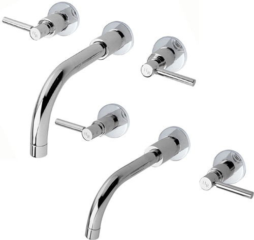 Additional image for Wall Mounted Basin & Bath Faucet Set (Chrome).