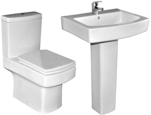 Additional image for 4 Piece Bathroom Suite With Toilet, Seat & 550mm Basin.
