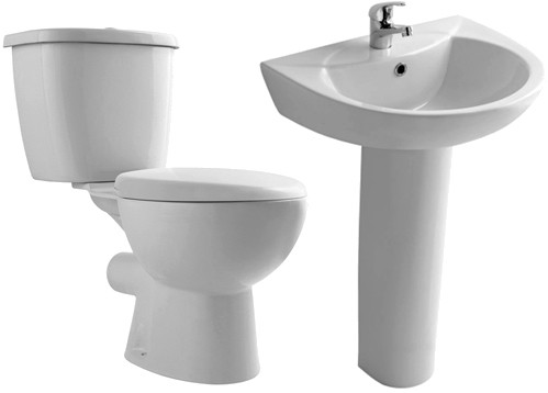 Additional image for 4 Piece Bathroom Suite With Toilet, Seat & 545mm Basin.