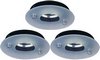Lights 3 x Low voltage black & glass downlight with lamps & transformers.