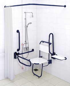 Arley Doc M Shower Pack With Blue Grab Rails.