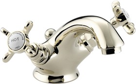 Bristan 1901 Basin Mixer Faucet & Pop Up Waste, Gold Plated.