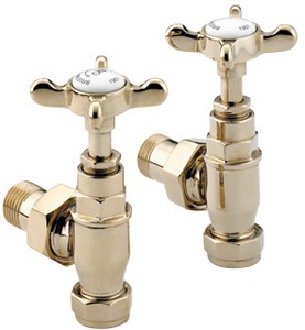 Bristan 1901 Radiator Valves, Gold Plated.