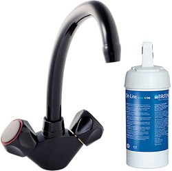 Deva Profile Kitchen Faucet & Brita On Line Filter Kit (Mocca Brown).