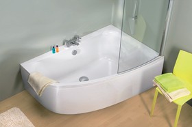 Saninova Complete Clio Shower Bath (Right Hand).  1500x1000mm.