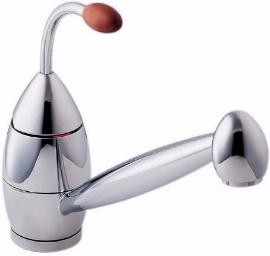 Deva Futania Monoblock Sink Mixer with Pale Wood Handle.