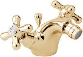 Deva Consort Mono Bidet Mixer Faucet With Pop Up Waste (Gold).