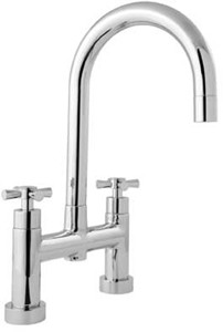 Deva Expression Bridge Kitchen Sink Mixer Faucet With Swivel Spout.