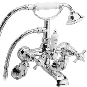 Deva Imperial Wall Mounted Bath Shower Mixer Faucet & Shower Kit (Chrome).