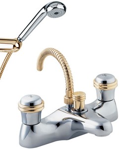 Deva Senate Bath Shower Mixer Faucet With Shower Kit (Chrome And Gold).