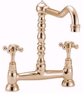 Deva Rivieri Bridge Sink Mixer with Swivel Spout (Gold)