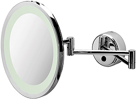 Geesa Hotel Swing arm Mirror with light. 240mm round.