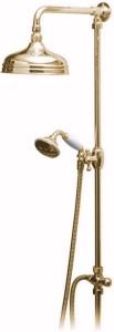 Vado Westbury Traditional rigid riser kit in gold with 8" head.