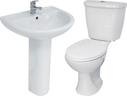 Hydra 4 Piece Bathroom Suite With Toilet & Basin (1 Faucet Hole).