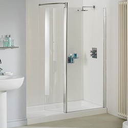 Lakes Classic 1400mm Glass Shower Screen With Swivel Glass Panel (Silver).