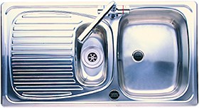 Leisure Sinks Euroline 1.5 bowl stainless steel kitchen sink. Reversible.